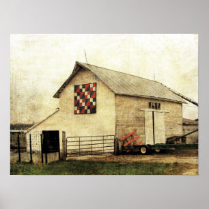 Rot, Weiß und Blue Iowa Barn Quilt Poster