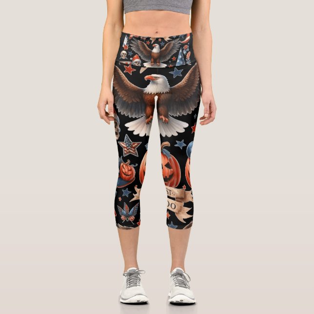 Rot, Weiß und Boo: Ein Patriotisches Halloween-Des Capri Leggings (Vorderseite)