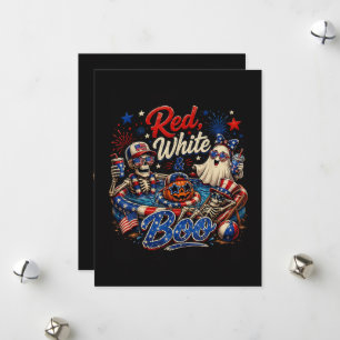 Rot Weiß Und Boo Patriotischer 4. Juli Feiertagskarte