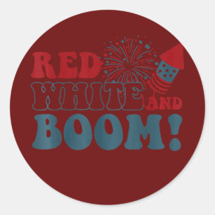 Rot Weiß Und Boom Patriotisch 4. Juli USA Runder Aufkleber