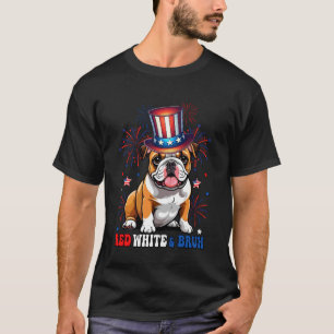 Rot Weiß Und Bruh Lustiger Englischer Bulldogge 4. T-Shirt