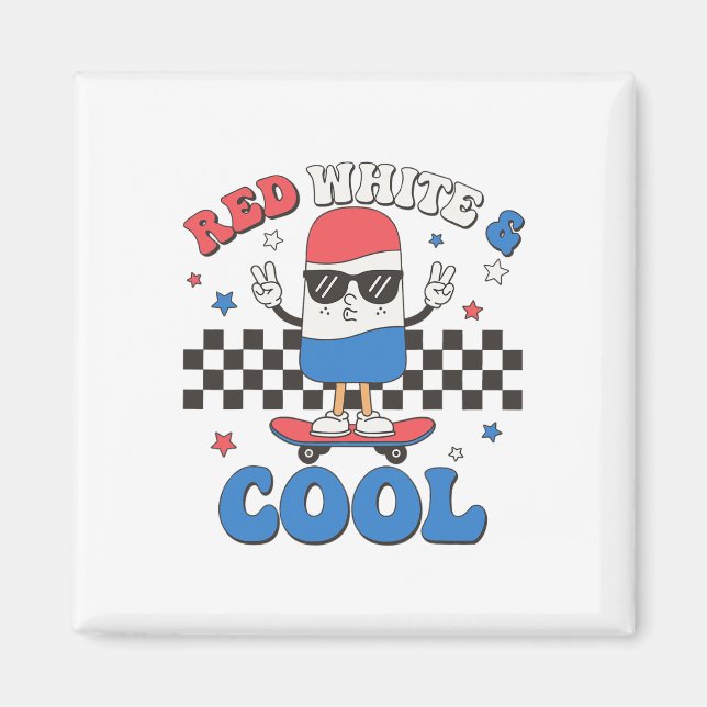 Rot weiß und Cool 4. Juli Popsicle Ice Cream Magnet (Vorne)