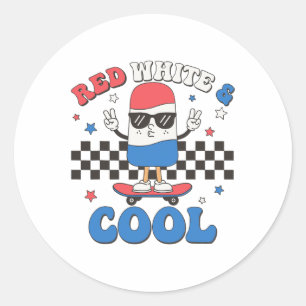 Rot weiß und Cool 4. Juli Popsicle Ice Cream Runder Aufkleber