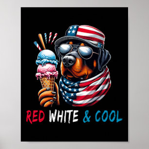 Rot Weiß Und Cool Dog Eiscreme 4. Juli Poster