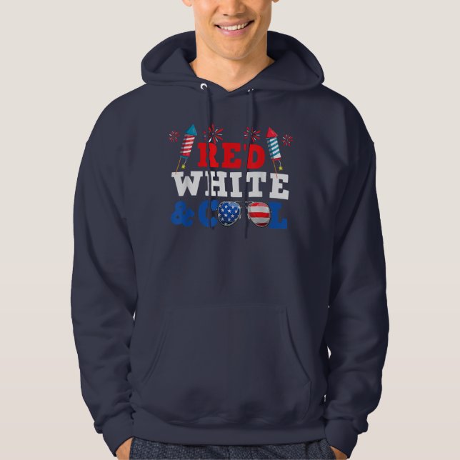 Rot-Weiß und Coole Patriotische Jungen 4. Juli Hoodie (Vorderseite)