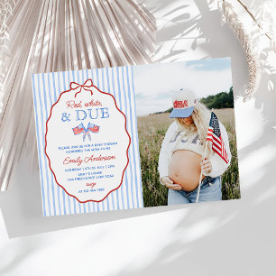 Rot, Weiß und Fällig 4. Juli Baby Shower Foto Einladung