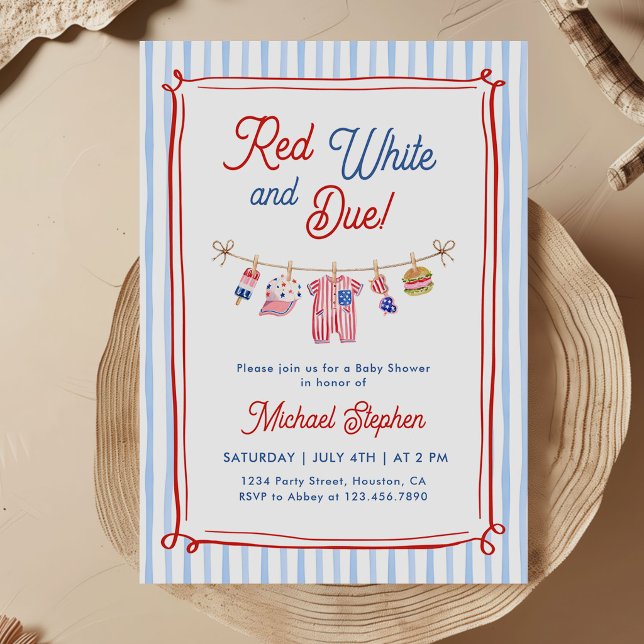 Rot, Weiß und Fällig 4. Juli Babyshower Einladung (Von Creator hochgeladen)