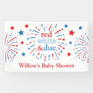 Rot Weiß und Fällig Baby Dusche Vinyl Banner