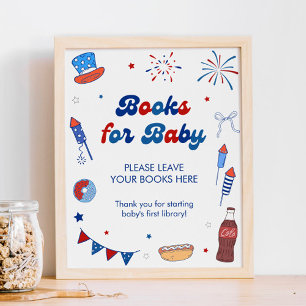 Rot Weiß und fällig Baby Shower Bücher für Baby Poster