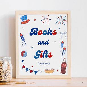 Rot Weiß und Fällig Baby Shower Bücher und Geschen Poster