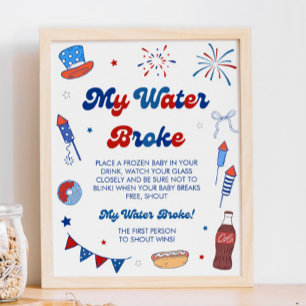 Rot Weiß und Fällig Baby Shower Mein Wasser ist Ge Poster