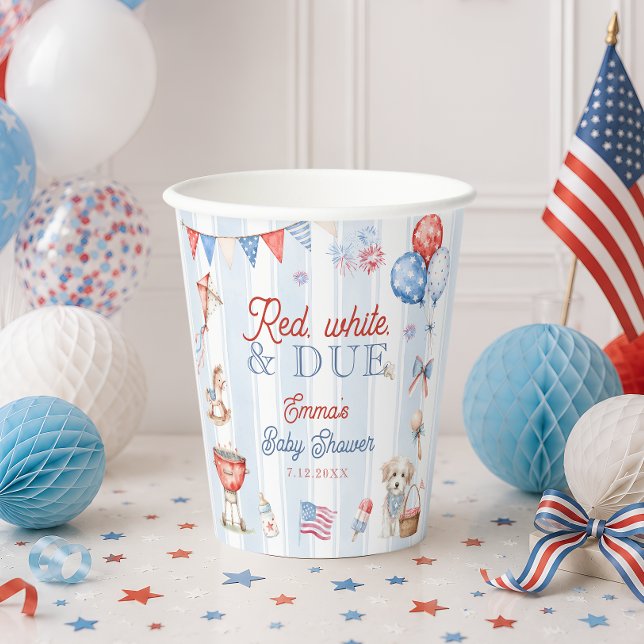 Rot Weiß und Fällig Baby Shower Pappbecher (Von Creator hochgeladen)