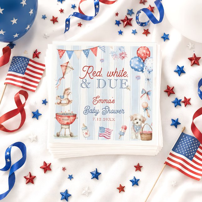 Rot Weiß und Fällig Baby Shower Serviette (Von Creator hochgeladen)