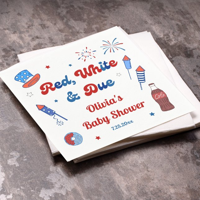 Rot, Weiß und fällig Baby Shower Serviette (Von Creator hochgeladen)