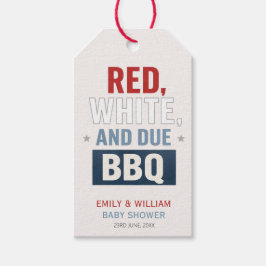Rot Weiß und fällig BBQ Baby Shower  Geschenkanhänger