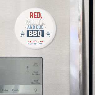 Rot Weiß und fällig BBQ Baby Shower  Magnet