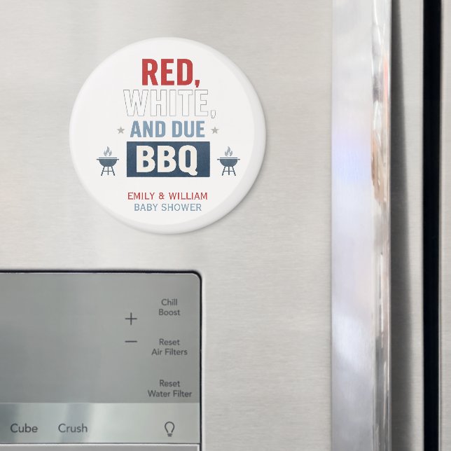 Rot Weiß und fällig BBQ Baby Shower  Magnet (In Situ (Kühlschrank))