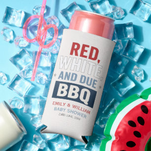 Rot Weiß und fällig BBQ Baby Shower Selters Dosenkühler