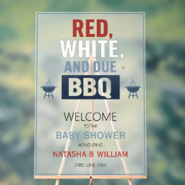 Rot Weiß und Fällig BBQ Baby Shower Willkommen Acrylschild