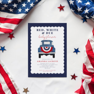Rot Weiß und fällig Patriotische Babyparty Einladung