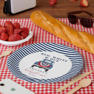 Rot Weiß und Fällig Patriotische Babyparty  Pappteller