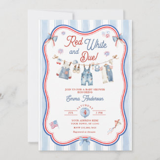Rot Weiß und fälliger Junge Baby Shower Einladung