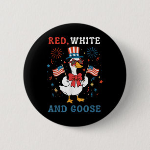 Rot Weiß Und Gans Groovy Dumme Gans USA-Flagge Fi Button