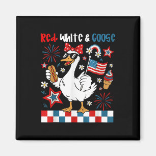 Rot weiß und Gänse Funny 4. Juli Patriotic Wo Magnet