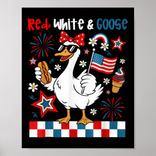 Rot weiß und Gänse Funny 4. Juli Patriotic Wo Poster