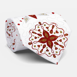 Rot, Weiß und Gold Glitterie Nordic Pattern Krawatte