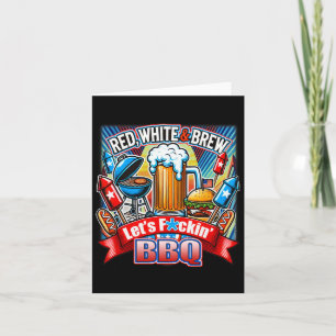 Rot Weiß und Grillen 4. Juli Amerikanische Flagge Karte