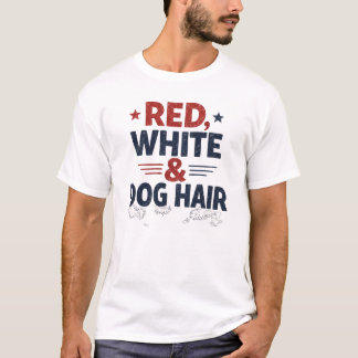 Rot Weiß und Hundehaare Lustiges Hundebesitzer-Des T-Shirt