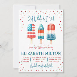 Rot, Weiß und I Do Patriotic Popsim Brautparty Einladung