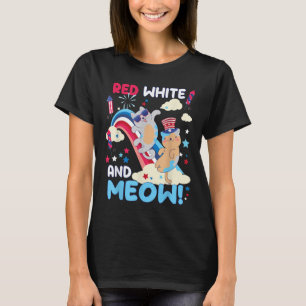 Rot, Weiß und Miau! Katzenliebhaber 4. Juli Spaß S T-Shirt