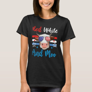 Rot weiß und Moo 4. Juli Kuh US-Flagge Bauer T-Shirt