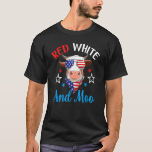 Rot weiß und Moo 4. Juli Kuh US-Flagge Bauer T-Shirt
