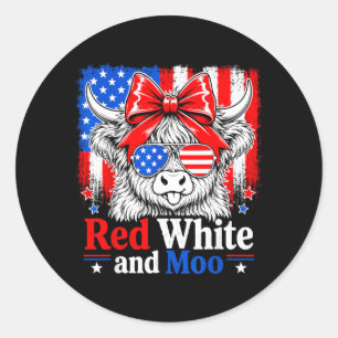 Rot Weiß Und Moo Highland Patriotischer Fpirat Hel Runder Aufkleber