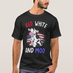 Rot weiß und Moo Kuh 4. Juli Patriotische Frauen T-Shirt