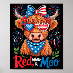 Rot Weiß Und Muh Highland-Kuh 4. Juli 250 Jahre Poster
