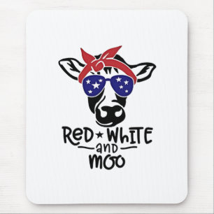 Rot Weiß und Muh Patriotische Kuh 4. Juli Mousepad