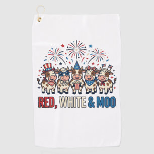 Rot Weiß und Muh Patriotische Kuh Vintage-Shirt_1 Golfhandtuch