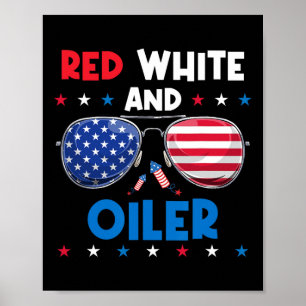 Rot Weiß Und Ölige Sonnenbrille 4. Juli Amerika Fl Poster