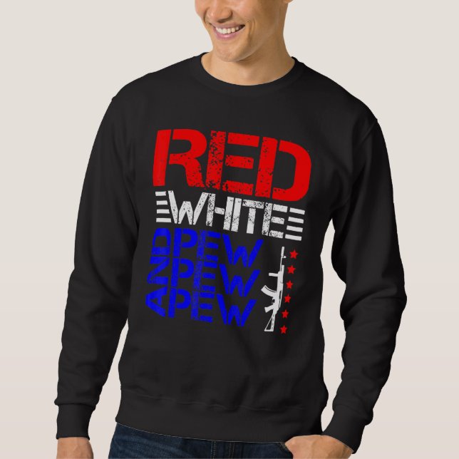 Rot weiß und Pew Pew Sweatshirt (Vorderseite)