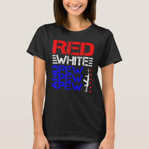 Rot weiß und Pew Pew T-Shirt