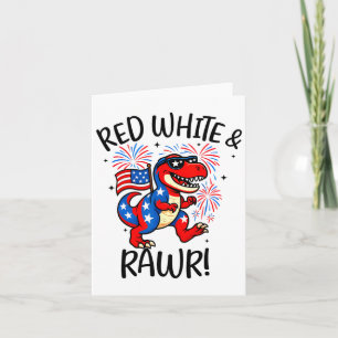 Rot Weiß Und Rawr Lustiger Dino T-Rex Dinosaurus 4 Karte