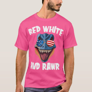 Rot weiß und roh Dino T-Rex T-Shirt