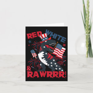 Rot weiß und roh Dinosaurier T Rex Patriotic 4. Karte