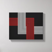 Rot, Weiß und Schwarz Geometrisch 10 Zoll x 8 Zoll