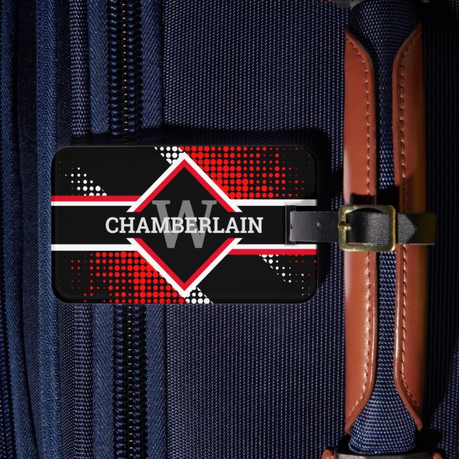 Rot, weiß und schwarz gepäckanhänger (Vorderseite Insitu 4)