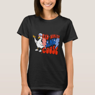 Rot Weiß Und Verwildert Lustige Gans Hotdog 4. Jul T-Shirt